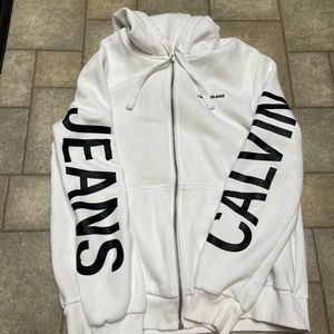 Calvin Klein Jeans White Zip-Up Hoodie